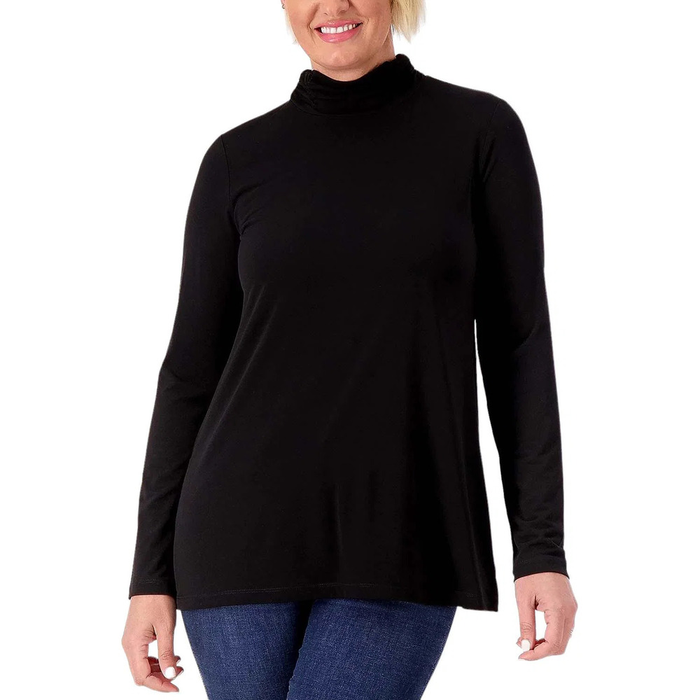 Susan Graver Modern Women's Liquid Knit A-Line Tunic Black - Petite
